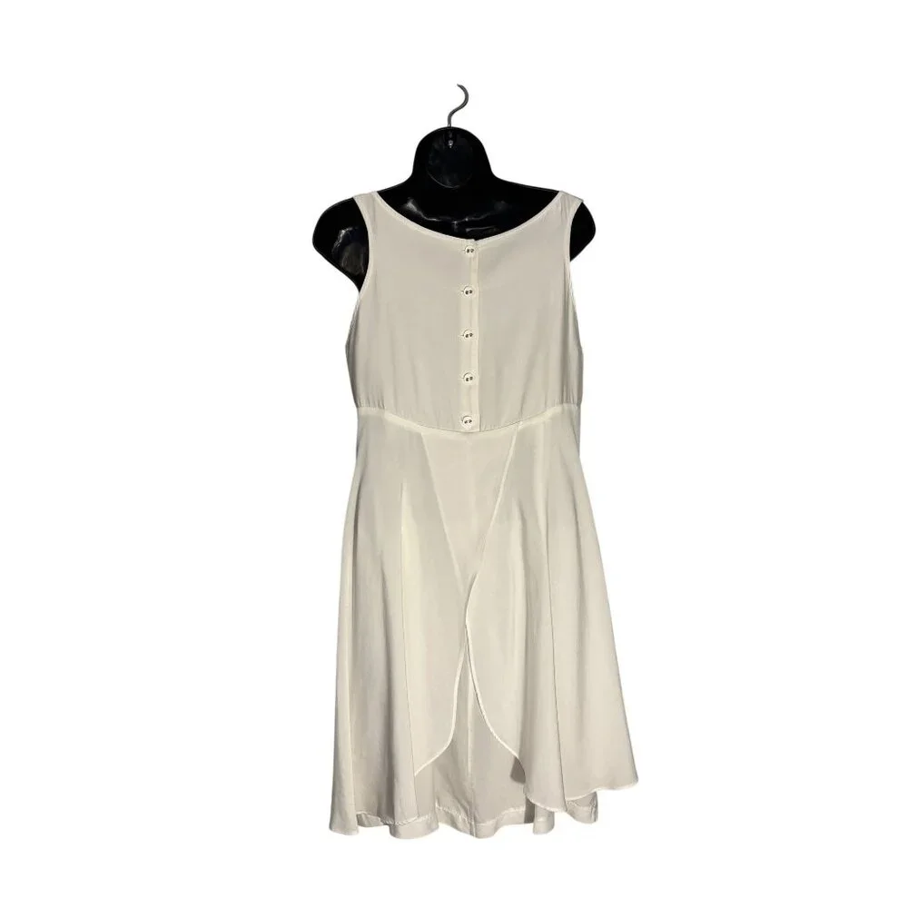 Charles Chang-Lima White Sleeveless Asymmetrical Dress With Button Back & Jewel - Picture 4 of 13
